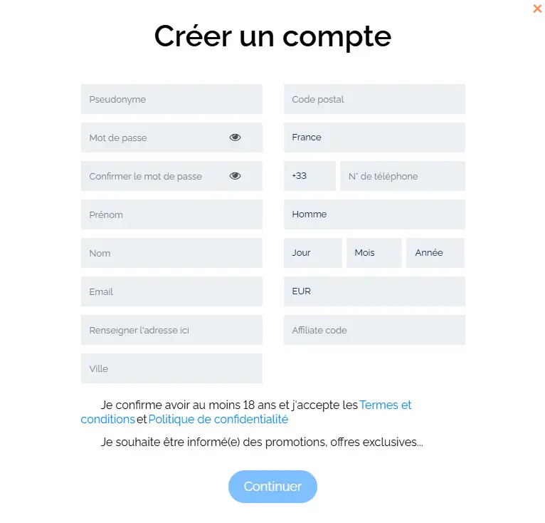 Processus d'inscription CELSIUS CASINO